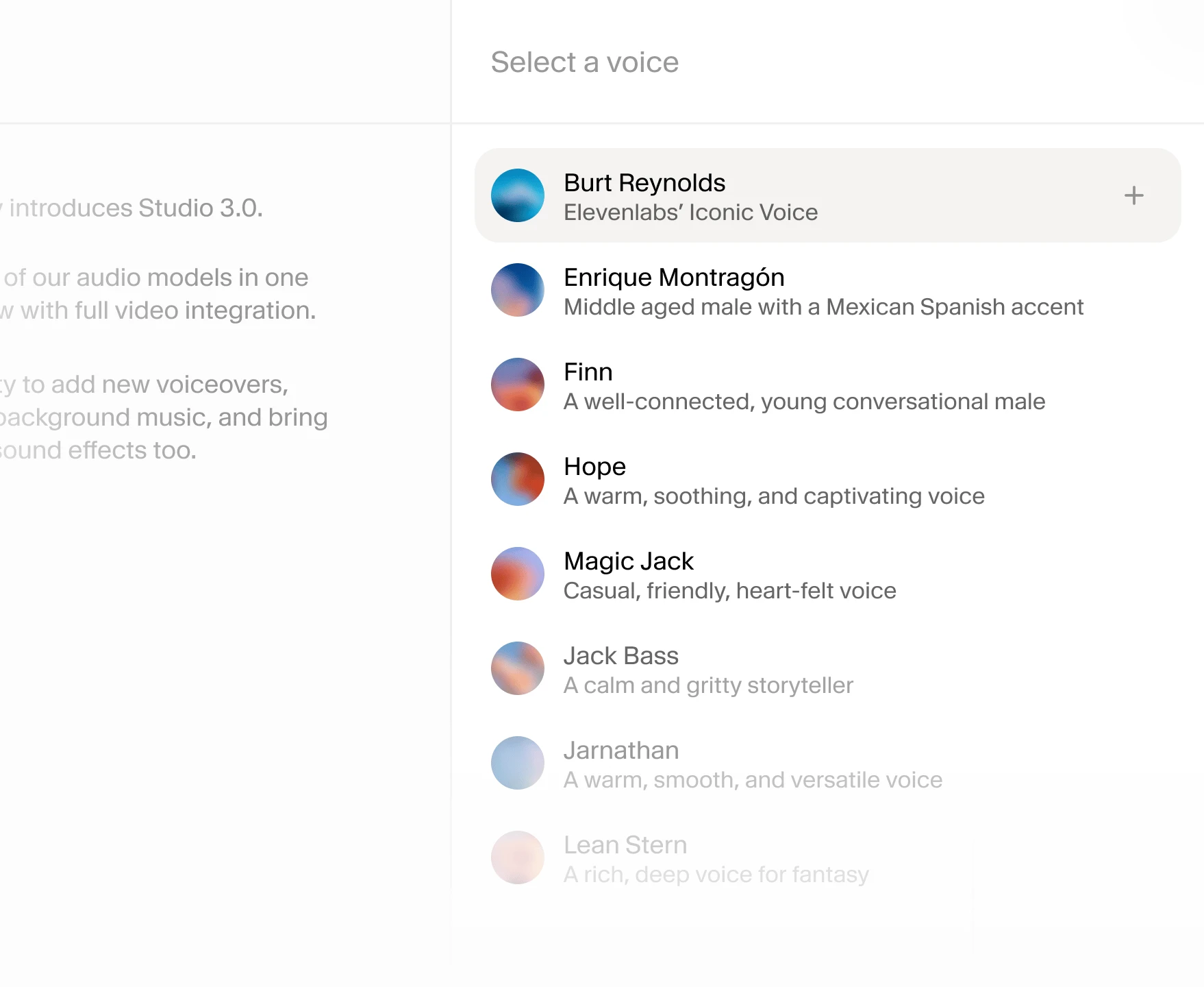 Voices UI in Studio