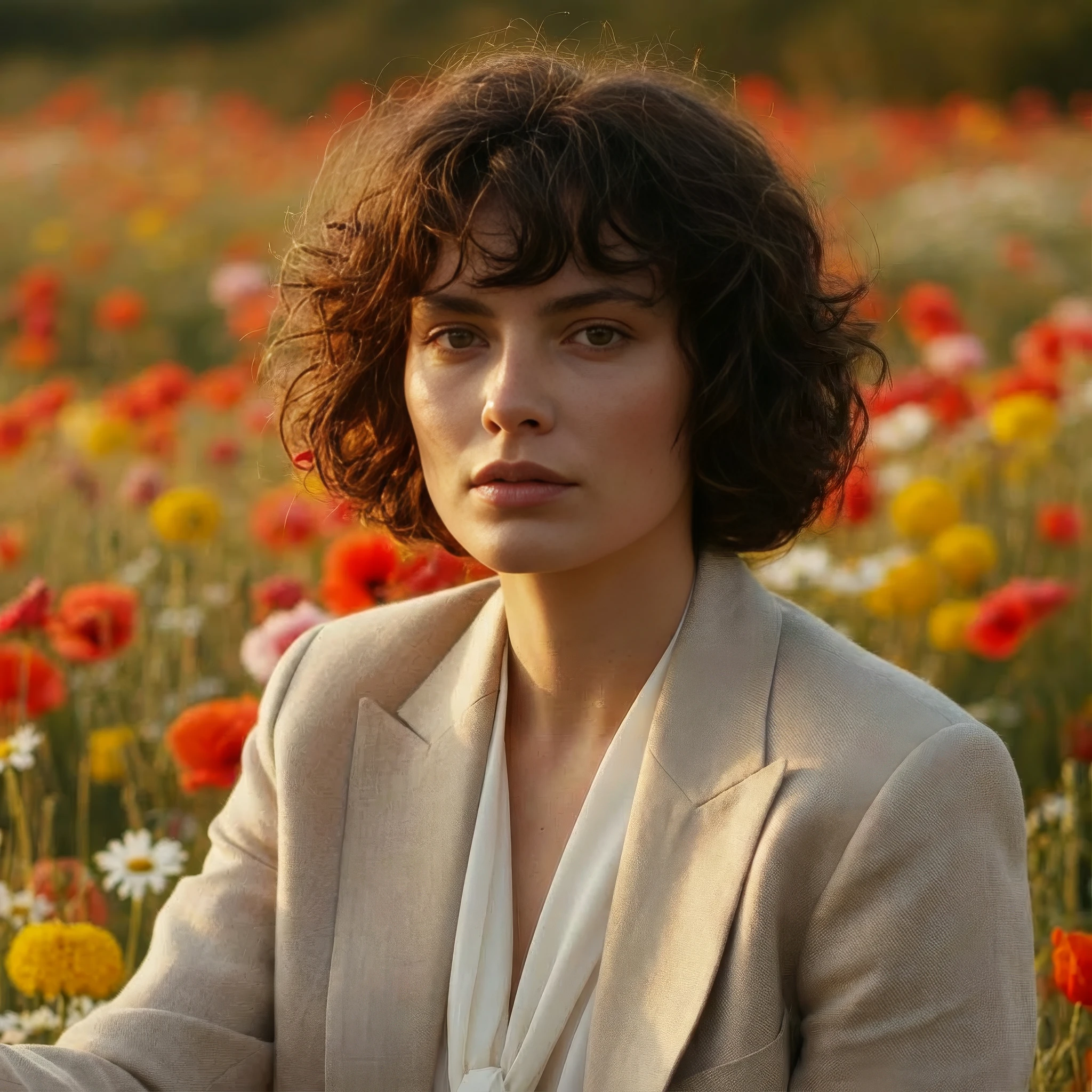 Girl in a field of flowers