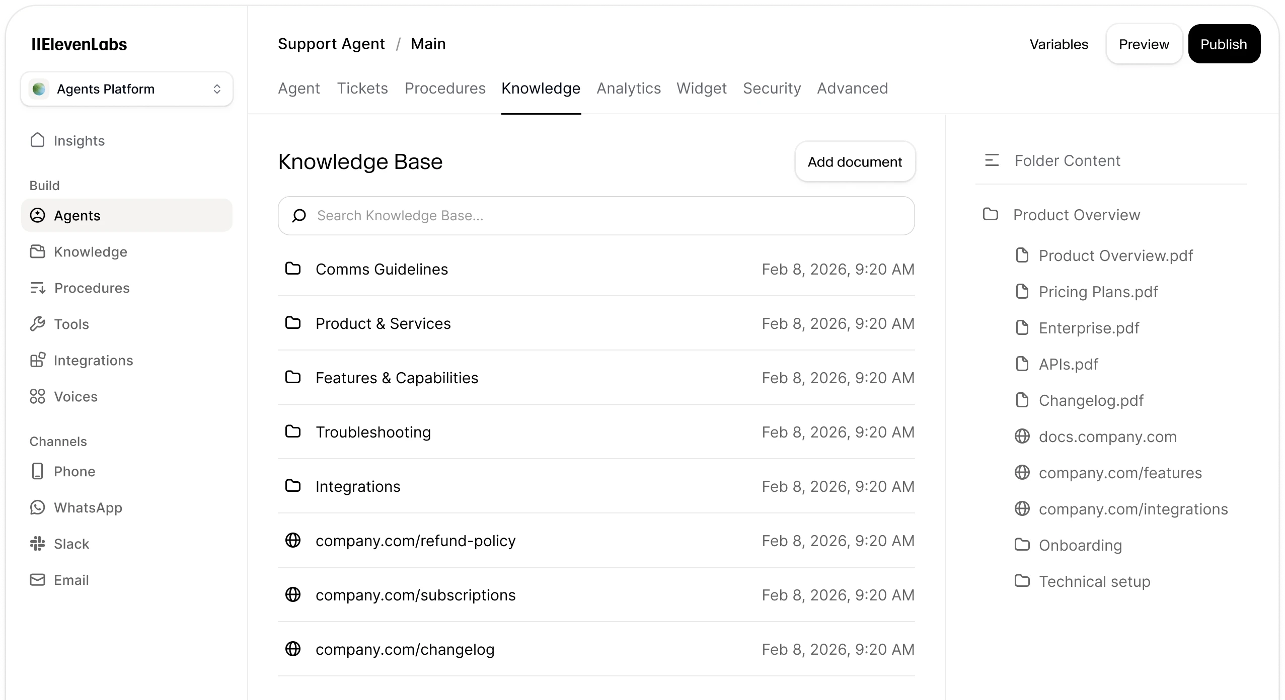Knowledge base UI